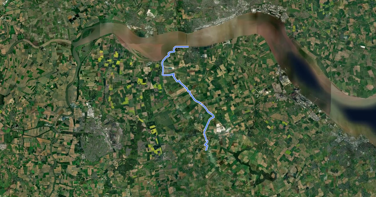 Маршрут Viking Way (Barton-upon-Humber to Barnetby) на спутниковом снимке
