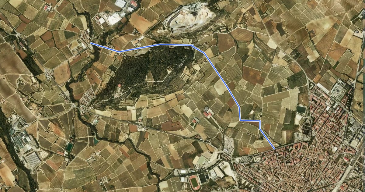 Маршрут Vilafranca - Pacs pel Camí de Pacs (des de B. Clotes) на спутниковом снимке