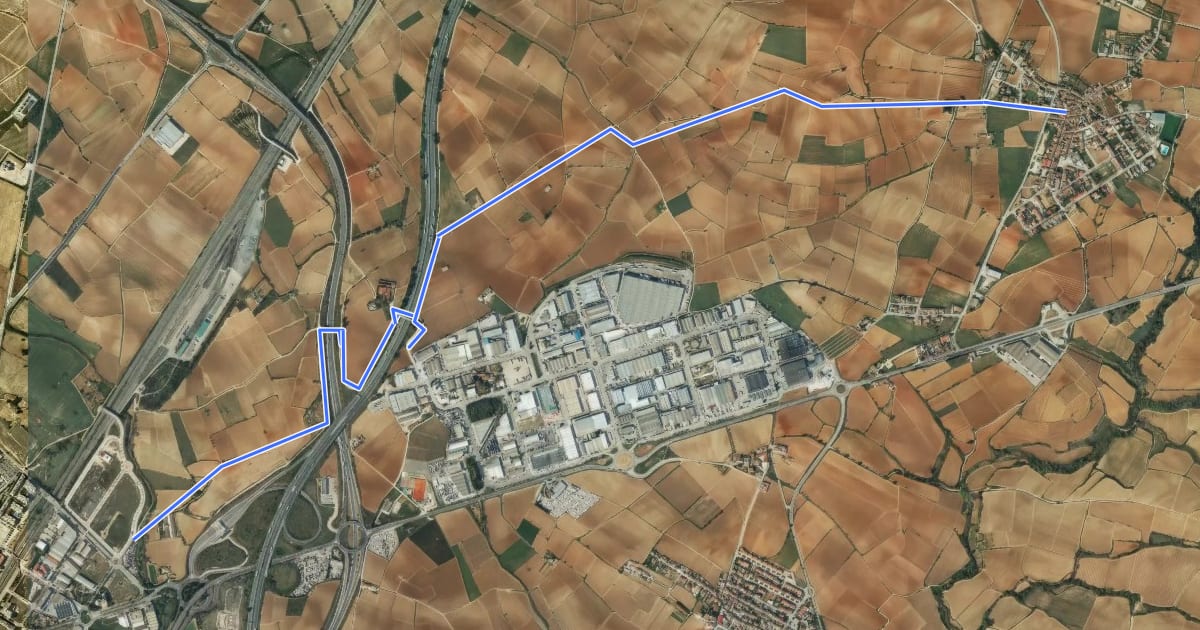 Маршрут Vilafranca - Sant Cugat Sesgarrigues pel Camí de l'Hostal Nou на спутниковом снимке