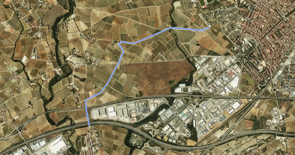 Маршрут Vilafranca - SM i Els Monjos pel camí de Cal Frare на спутниковом снимке