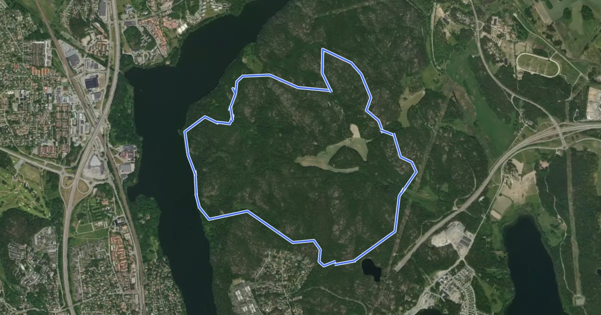 Маршрут Vildmarkstigen на спутниковом снимке