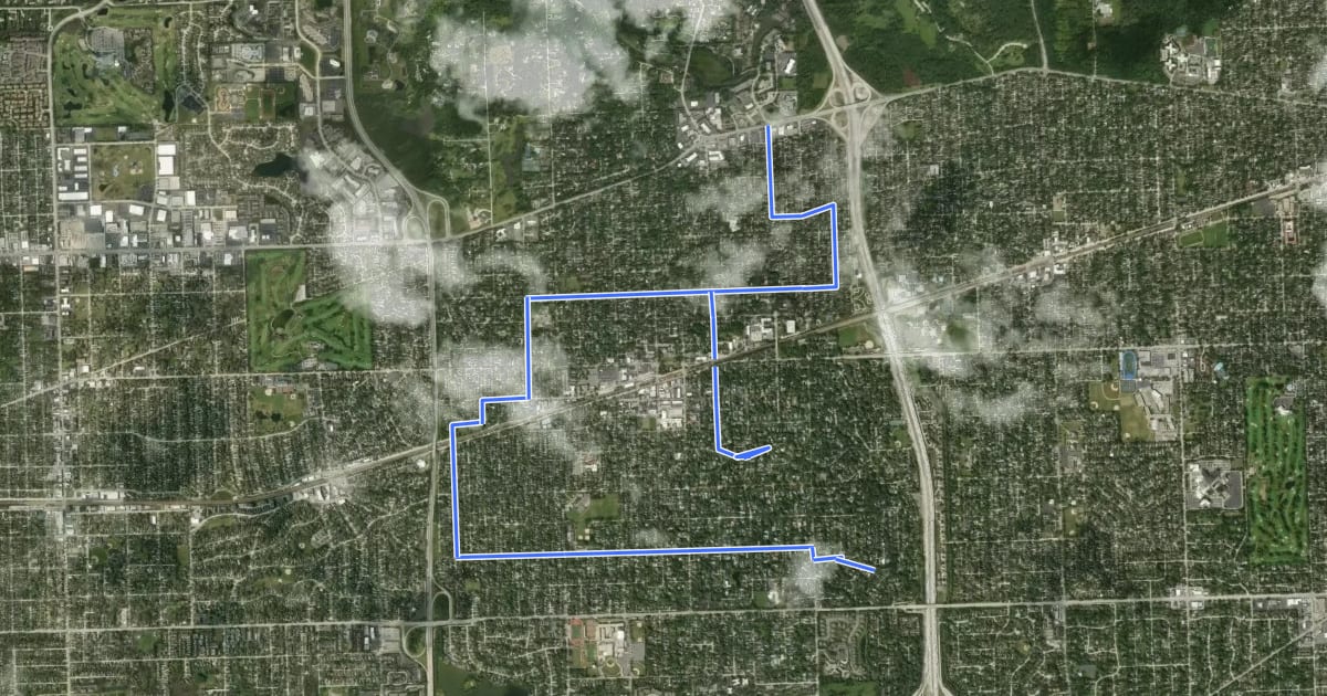 Маршрут Village of Hinsdale Bike Routes на спутниковом снимке