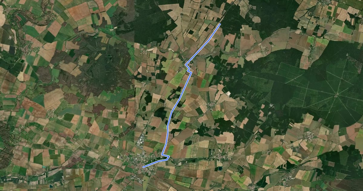 Маршрут Villedieu - Aulnay на спутниковом снимке