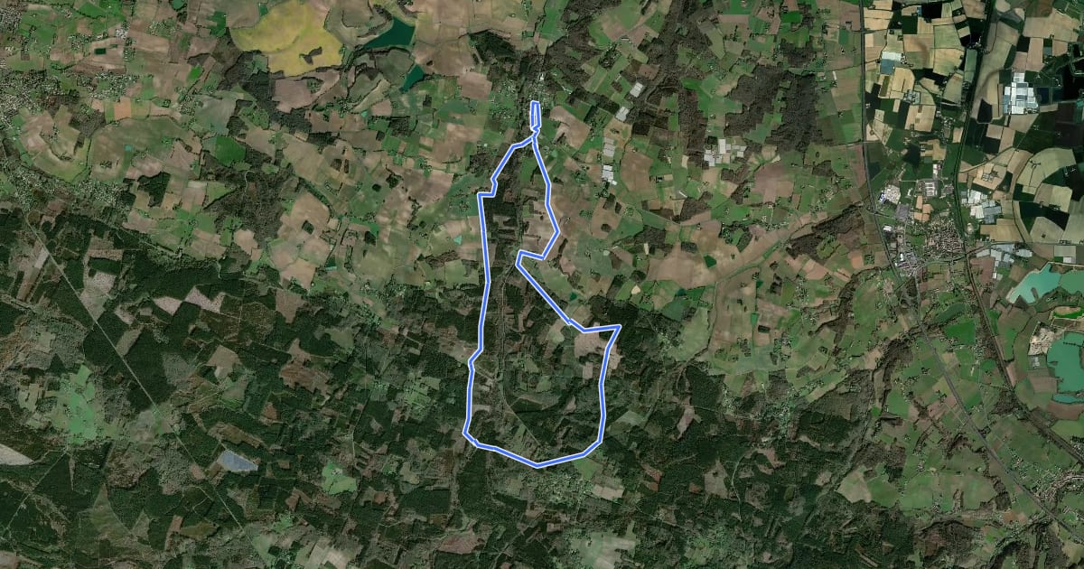 Маршрут Villefranche, la bastide du Queyran - 15.2 km на спутниковом снимке