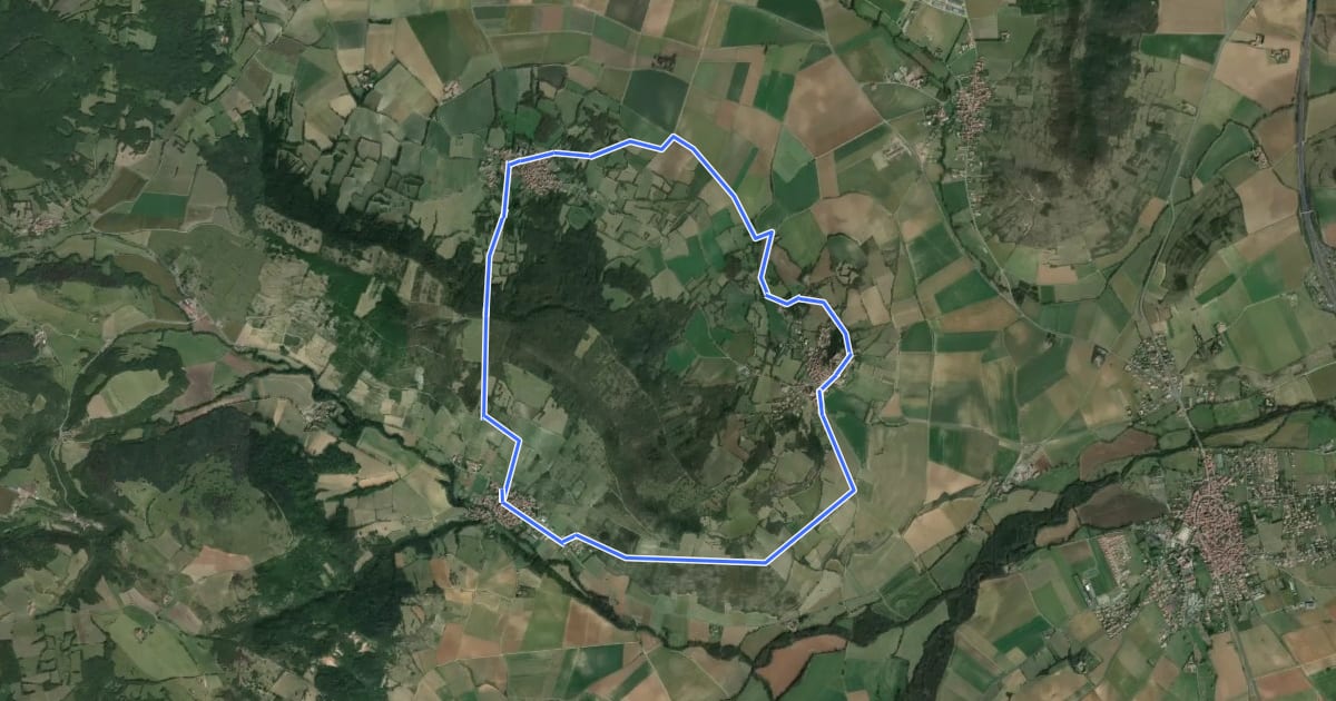 Маршрут Villeneuve, Boudes, Chalus на спутниковом снимке