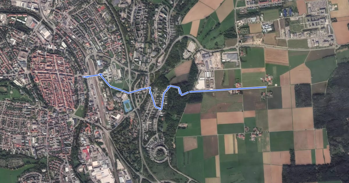 Маршрут Villingen Bickenbrücke - Bertholdshöfe на спутниковом снимке