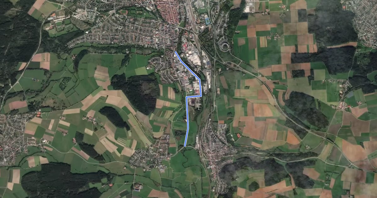 Маршрут Villingen Niederwiesenstraße - Am Sandweg на спутниковом снимке