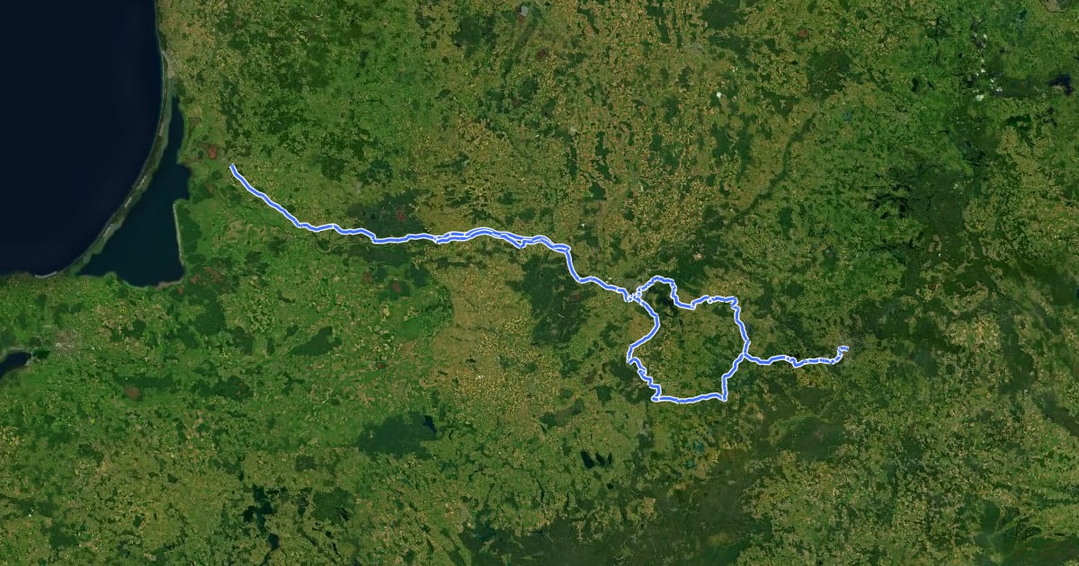 Маршрут Vilnius - Kaunas - Šilutė - Klaipėda на спутниковом снимке