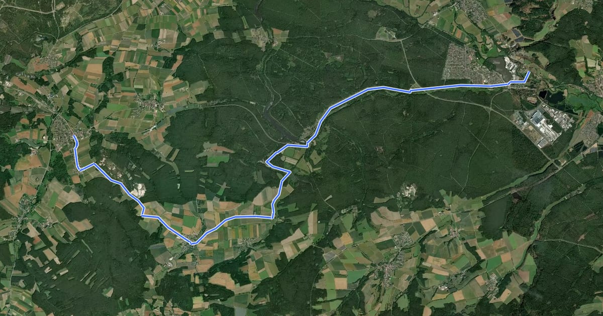 Маршрут Vils-Haidenaab-Radweg на спутниковом снимке