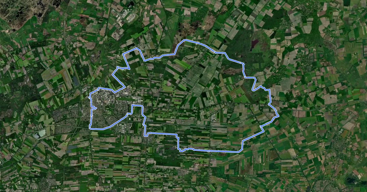 Маршрут Vincents Aankomst, Van Gogh fietsroute на спутниковом снимке
