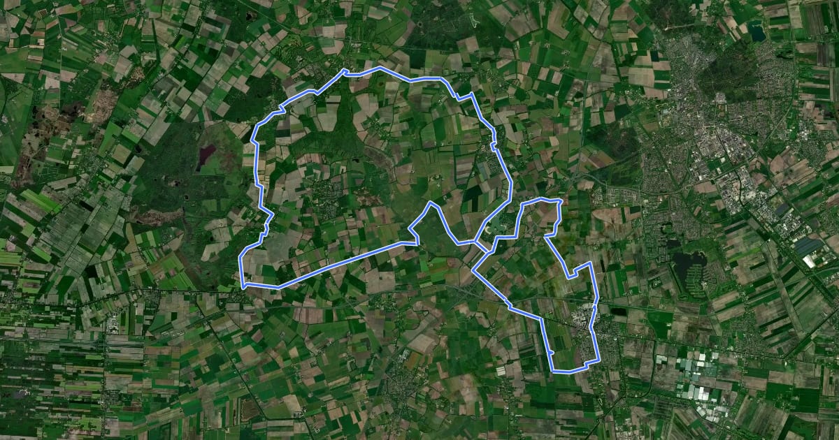 Маршрут Vincents Dagtocht, Van Gogh fietsroute на спутниковом снимке