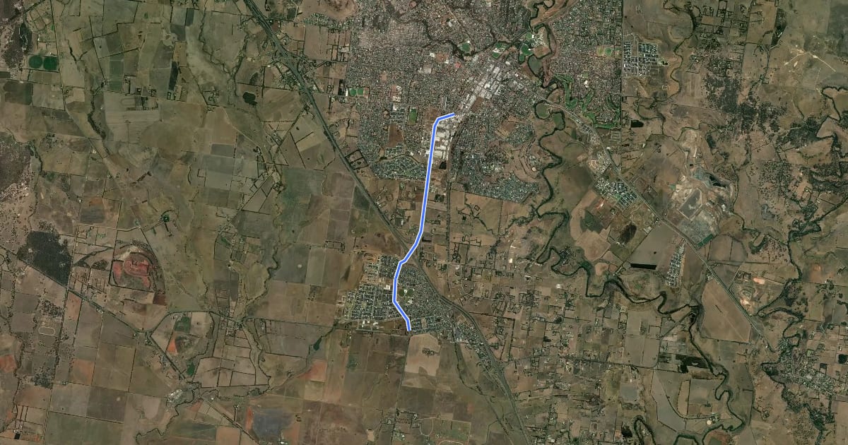 Маршрут Vineyard Road на спутниковом снимке