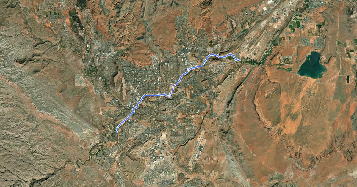 Маршрут Virgin River Trail на спутниковом снимке
