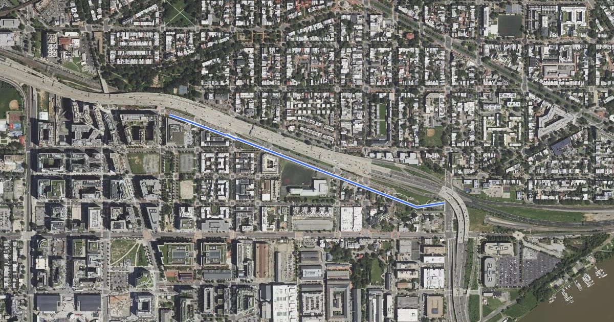 Маршрут Virginia Avenue Southeast на спутниковом снимке