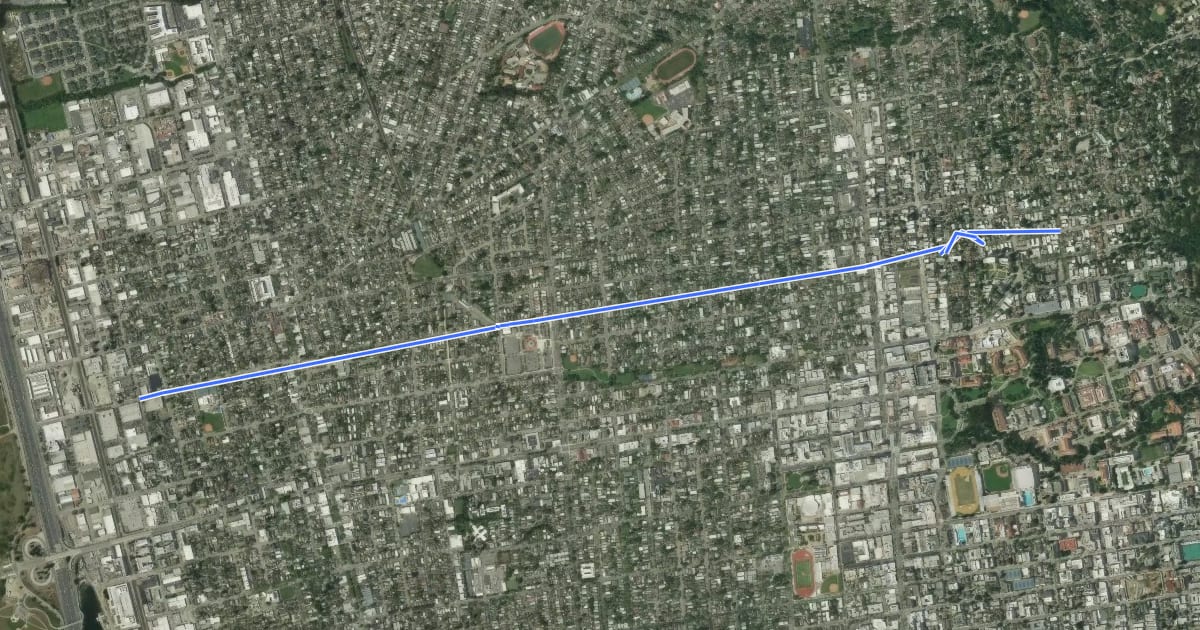 Маршрут Virginia Bicycle Boulevard на спутниковом снимке