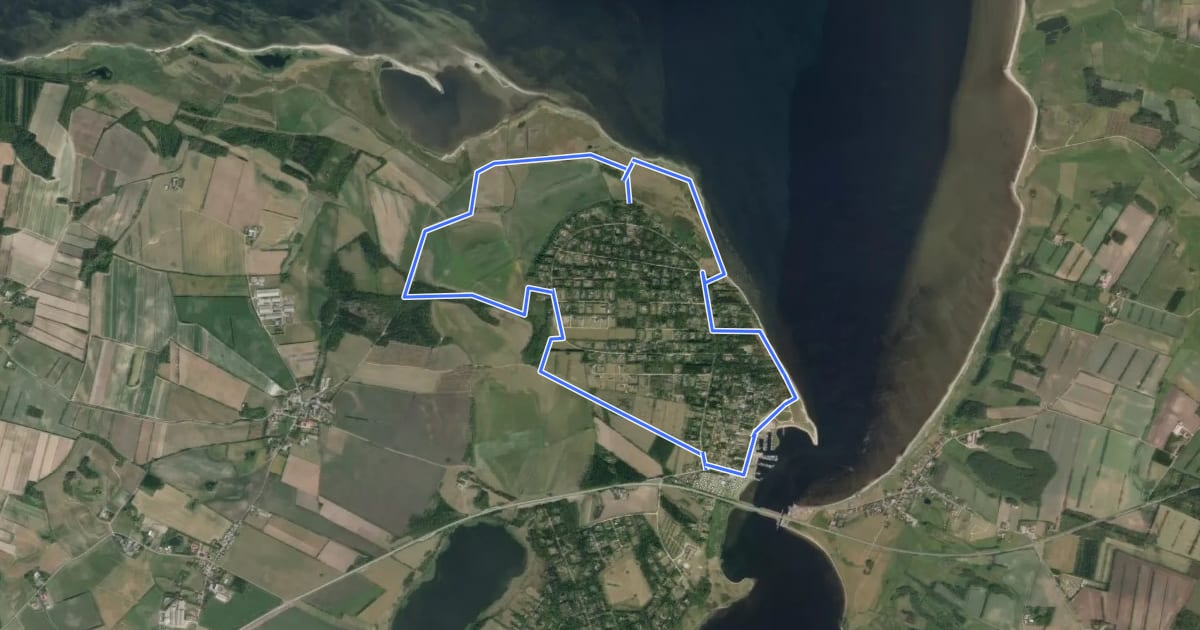 Маршрут Virksund - Blå rute на спутниковом снимке