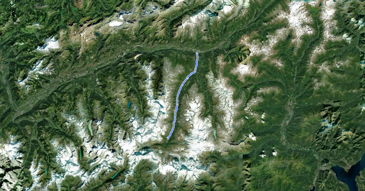 Маршрут Visp-Zermatt Bike на спутниковом снимке