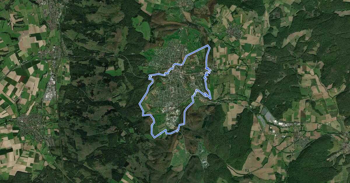 Маршрут VitalWanderWelt - Südlicher Sachsenring Bad Driburg на спутниковом снимке