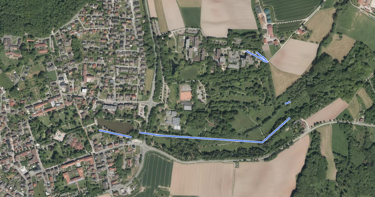 Маршрут VitalWanderWelt Zubringer Start Yogarzentrum / Start Kurpark на спутниковом снимке