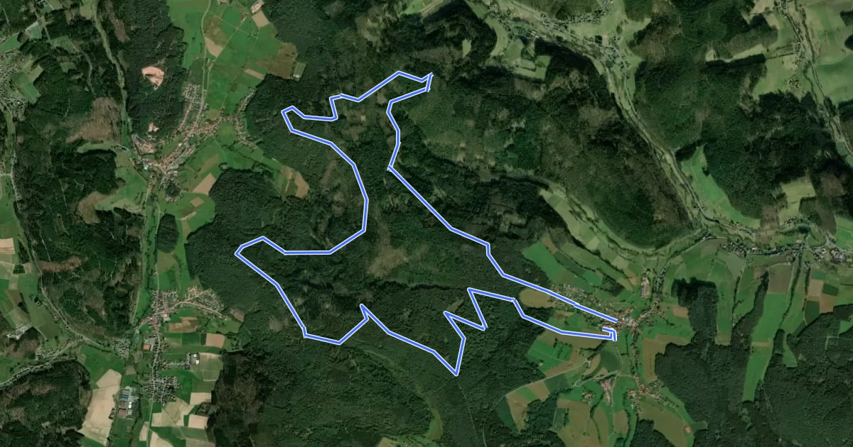 Маршрут VL Güttersbach 14 km Runde на спутниковом снимке