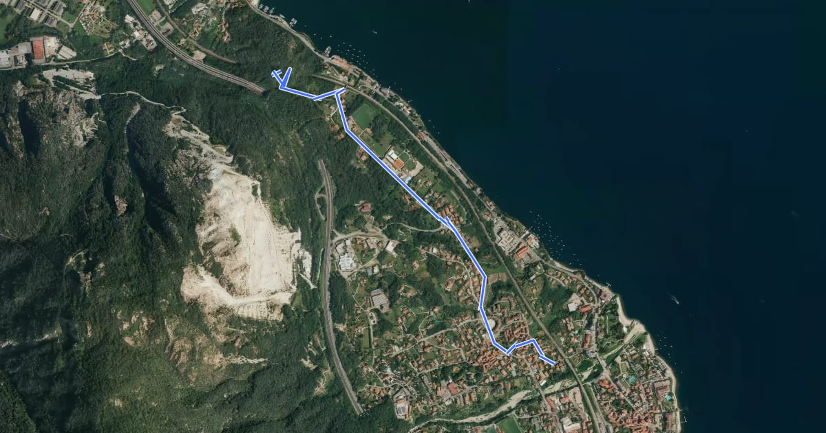 Маршрут VM6 - Baveno - Torre di Feriolo на спутниковом снимке