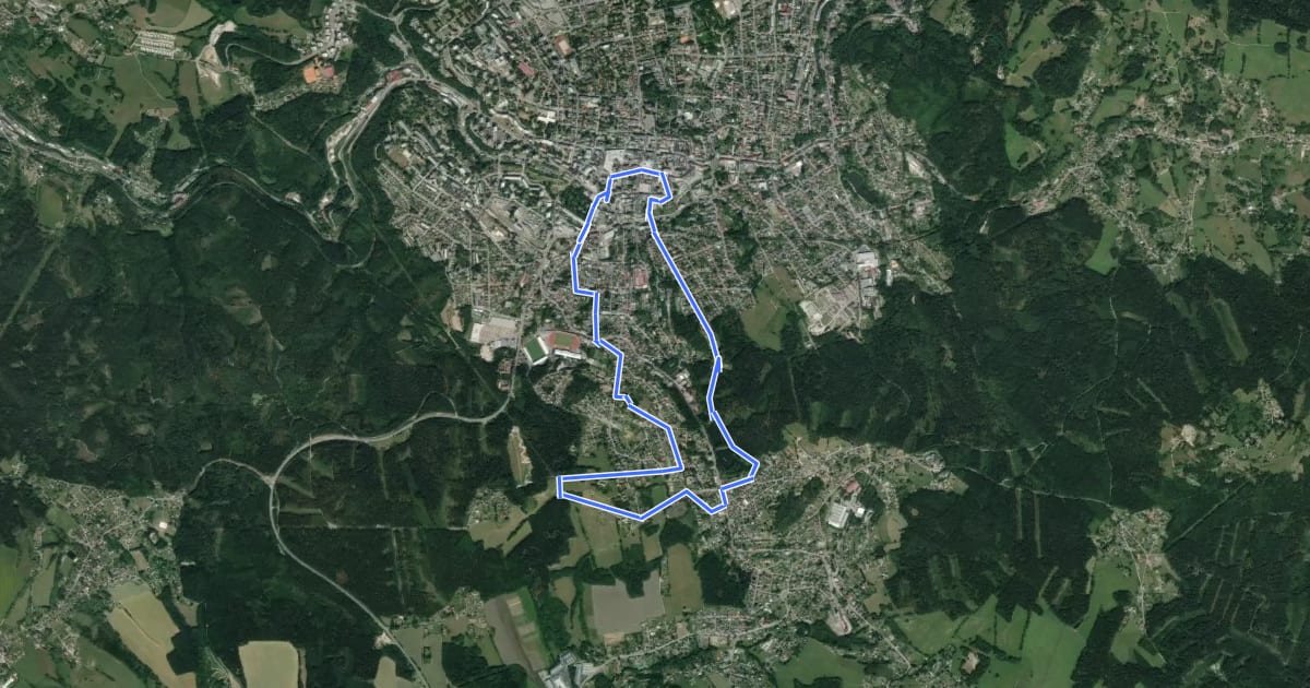 Маршрут Vnitřní turistický okruh Jablonec nad Nisou на спутниковом снимке