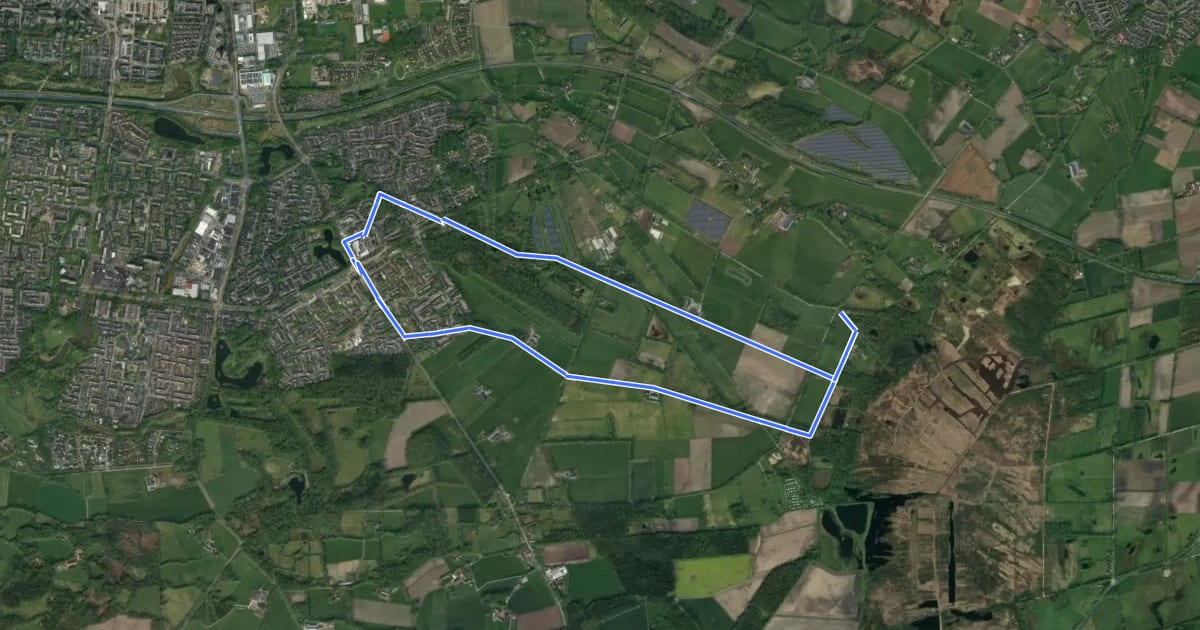 Маршрут VNW Twente - Stroinkslanden/Aamsveen - blauwe route на спутниковом снимке