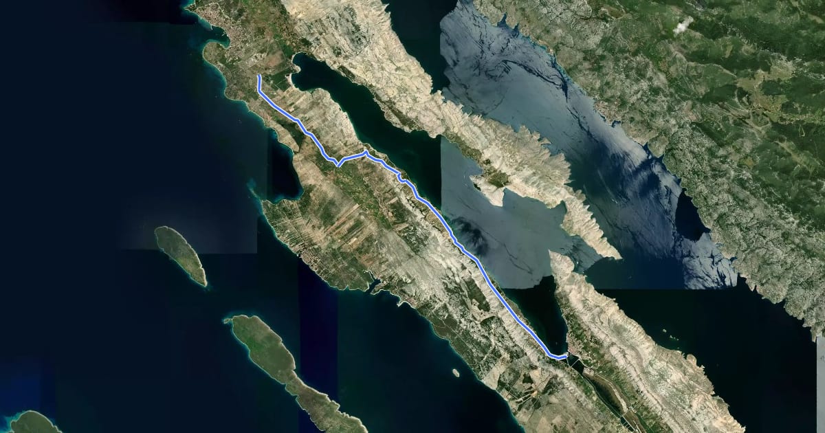 Маршрут Vodice (Pag plaža) - Sv. Jerolim - Gajac - Škunca (Novalja) на спутниковом снимке