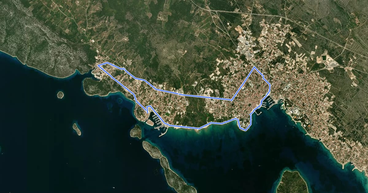 Маршрут Vodice-Tribunj-Sovlje на спутниковом снимке