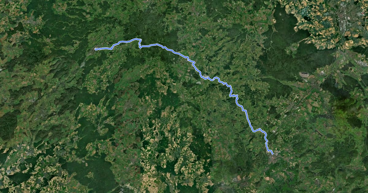 Маршрут Vogelsberg - Spessart - Weg на спутниковом снимке