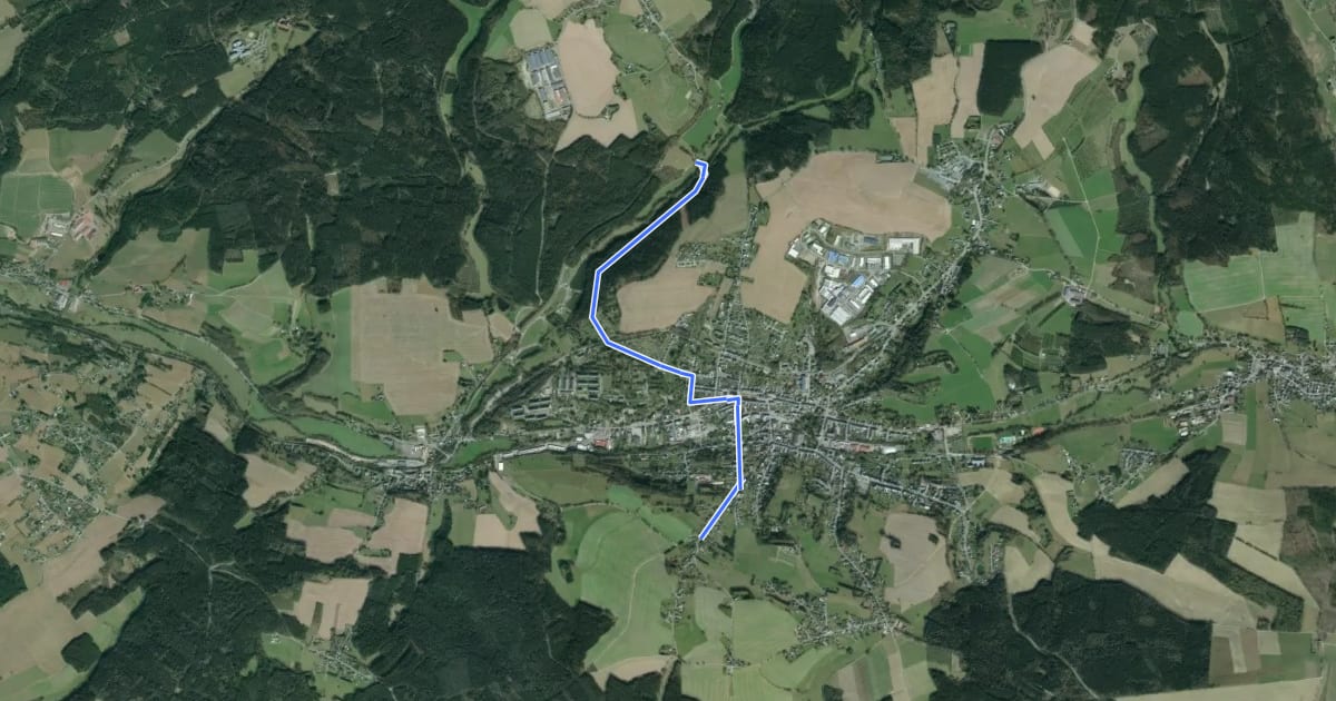 Маршрут Vogtland-Panorama-Weg, Markneukirchen, Kulturvariante на спутниковом снимке
