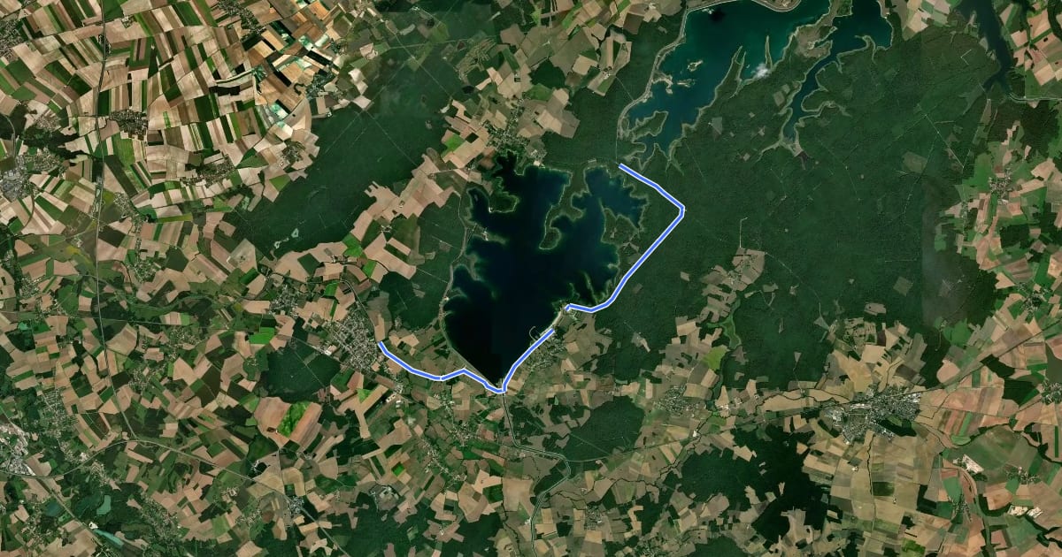 Маршрут Voie cyclable du lac d'Orient на спутниковом снимке