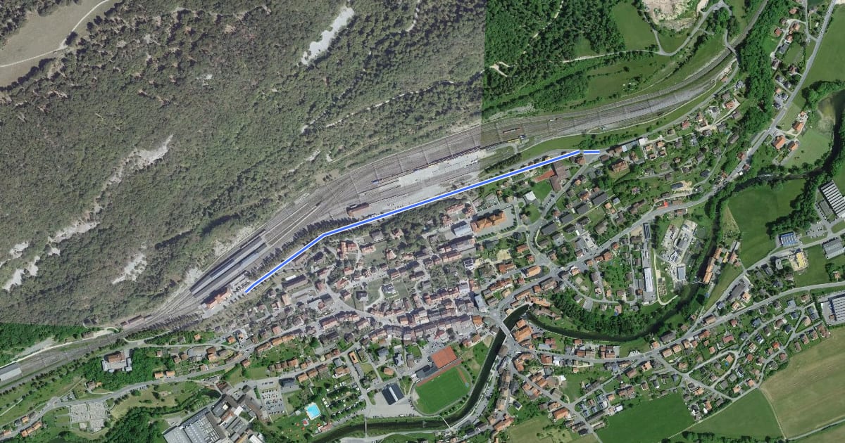 Маршрут Voie d'accès de la gare de Vallorbe на спутниковом снимке