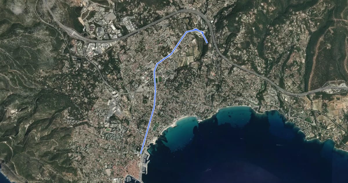 Маршрут Voie douce de La Ciotat на спутниковом снимке