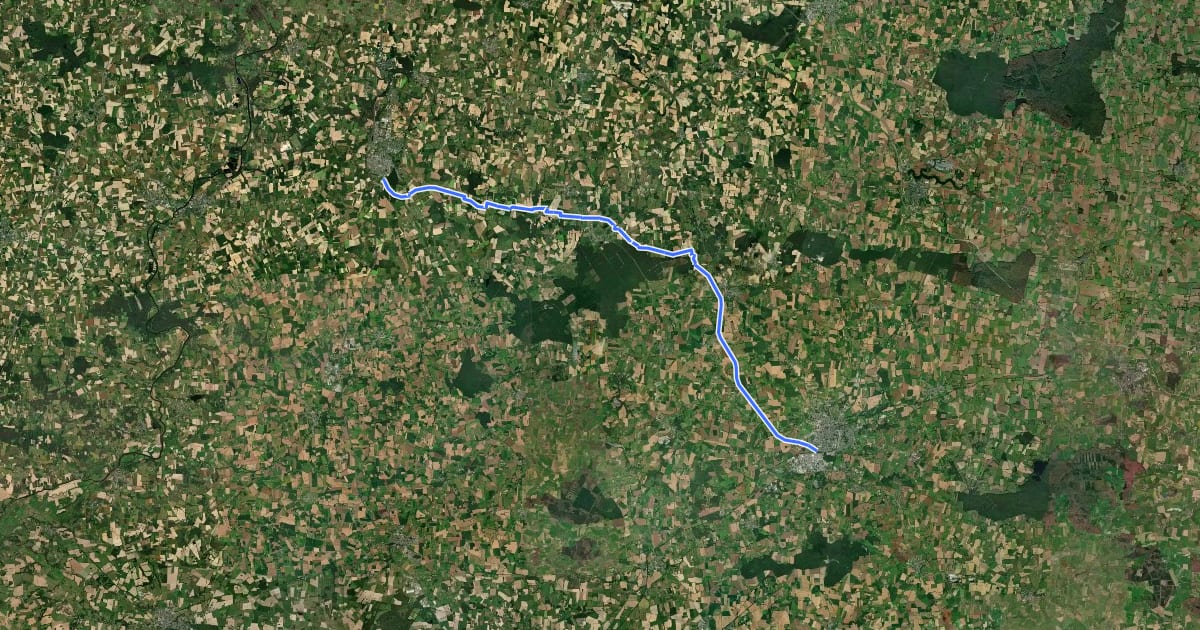Маршрут Voie Verte de Châteaubriant à Bain de Bretagne на спутниковом снимке