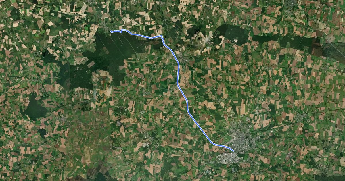 Маршрут Voie Verte de Châteaubriant à Bain de Bretagne via Teillay на спутниковом снимке