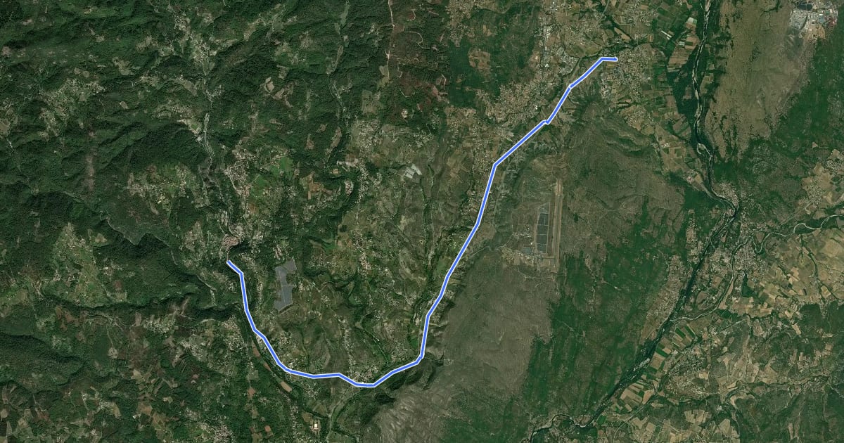 Маршрут Voie Verte de L'Argentière à Saint-Sernin на спутниковом снимке