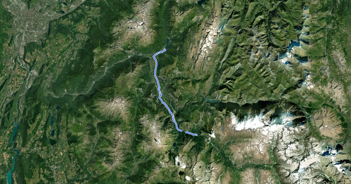 Маршрут Voie Verte de l'Oisans на спутниковом снимке