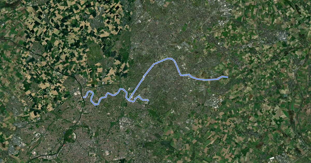 Маршрут Voie Verte de la Marque canalisée et du canal de Roubaix на спутниковом снимке