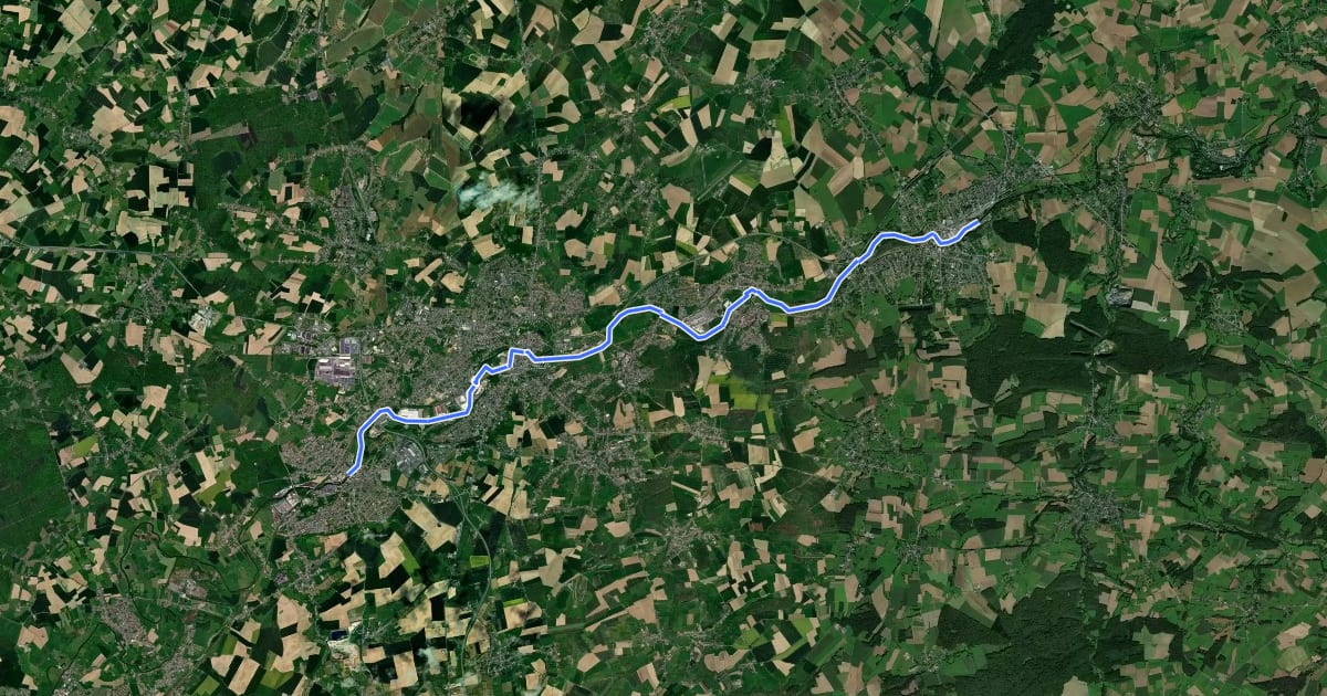 Маршрут Voie Verte de la Sambre (Jeumont - Haumont) на спутниковом снимке