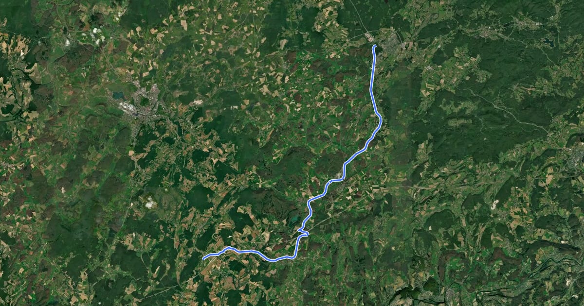 Маршрут Voie Verte de la Vallée de l'Ognon на спутниковом снимке