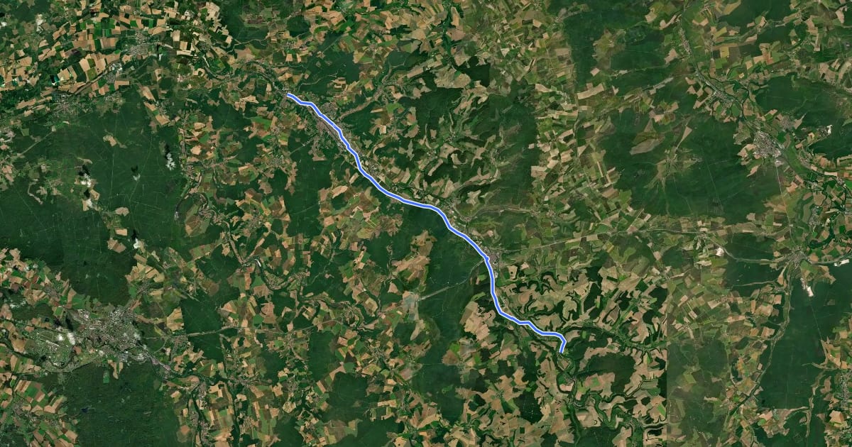 Маршрут Voie Verte de la Vallée de l’Ornain на спутниковом снимке