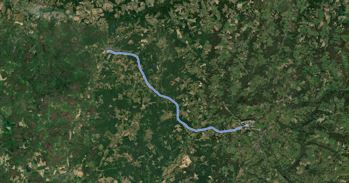 Маршрут Voie Verte de Saint-Pardoux-la-Rivière à Thiviers на спутниковом снимке