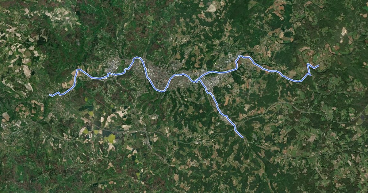Маршрут Voie Verte des Berges de l'Isle на спутниковом снимке