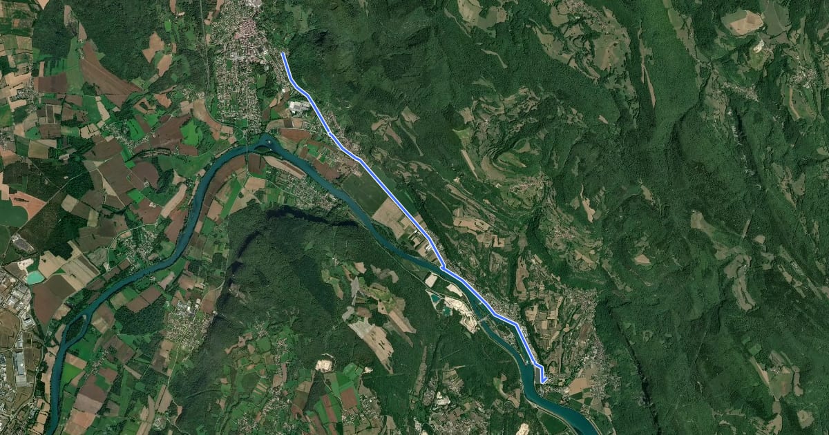 Маршрут Voie verte du Bugey на спутниковом снимке
