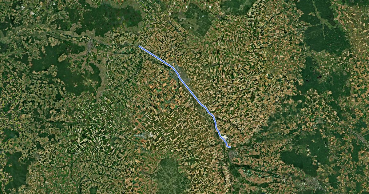 Маршрут Voie Verte du canal latéral à la Marne на спутниковом снимке