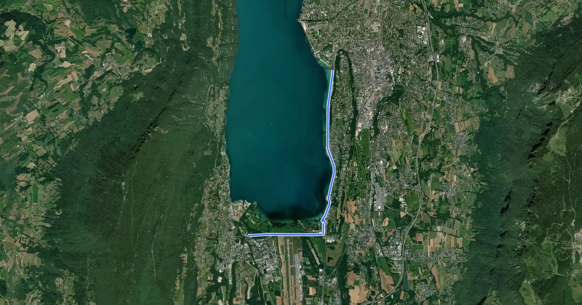 Маршрут Voie Verte du Lac du Bourget на спутниковом снимке