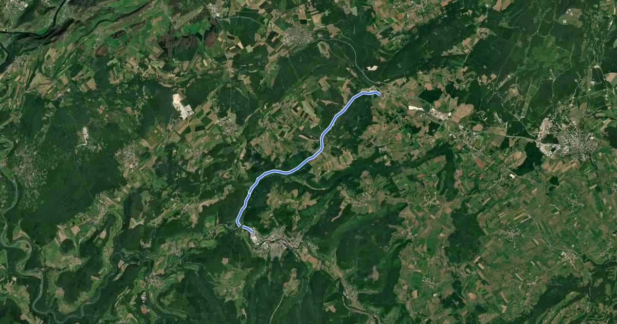 Маршрут Voie Verte du Plateau du Doubs à Ornans на спутниковом снимке