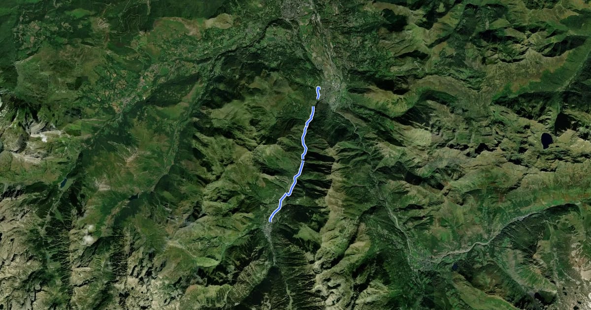 Маршрут Voie Verte Pierrefitte - Cauterets на спутниковом снимке