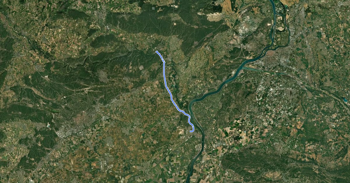 Маршрут Voie Verte Pont-du-Gard на спутниковом снимке